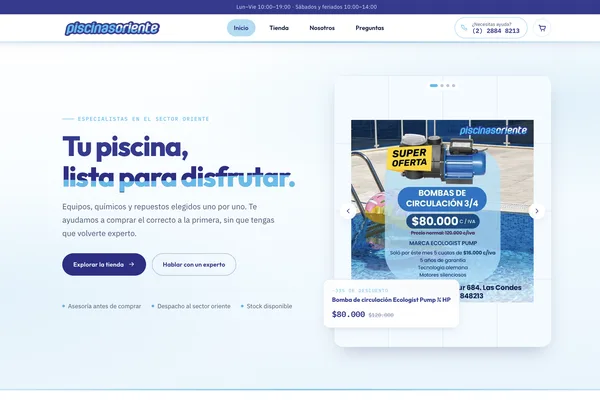 Sitio web piscinasoriente.cl